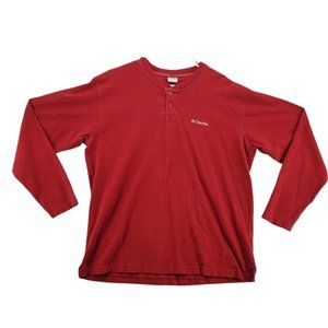 Columbia Shirt Men's Long Sleeve Tee Henley Neckline Outdoors Red Extra Large